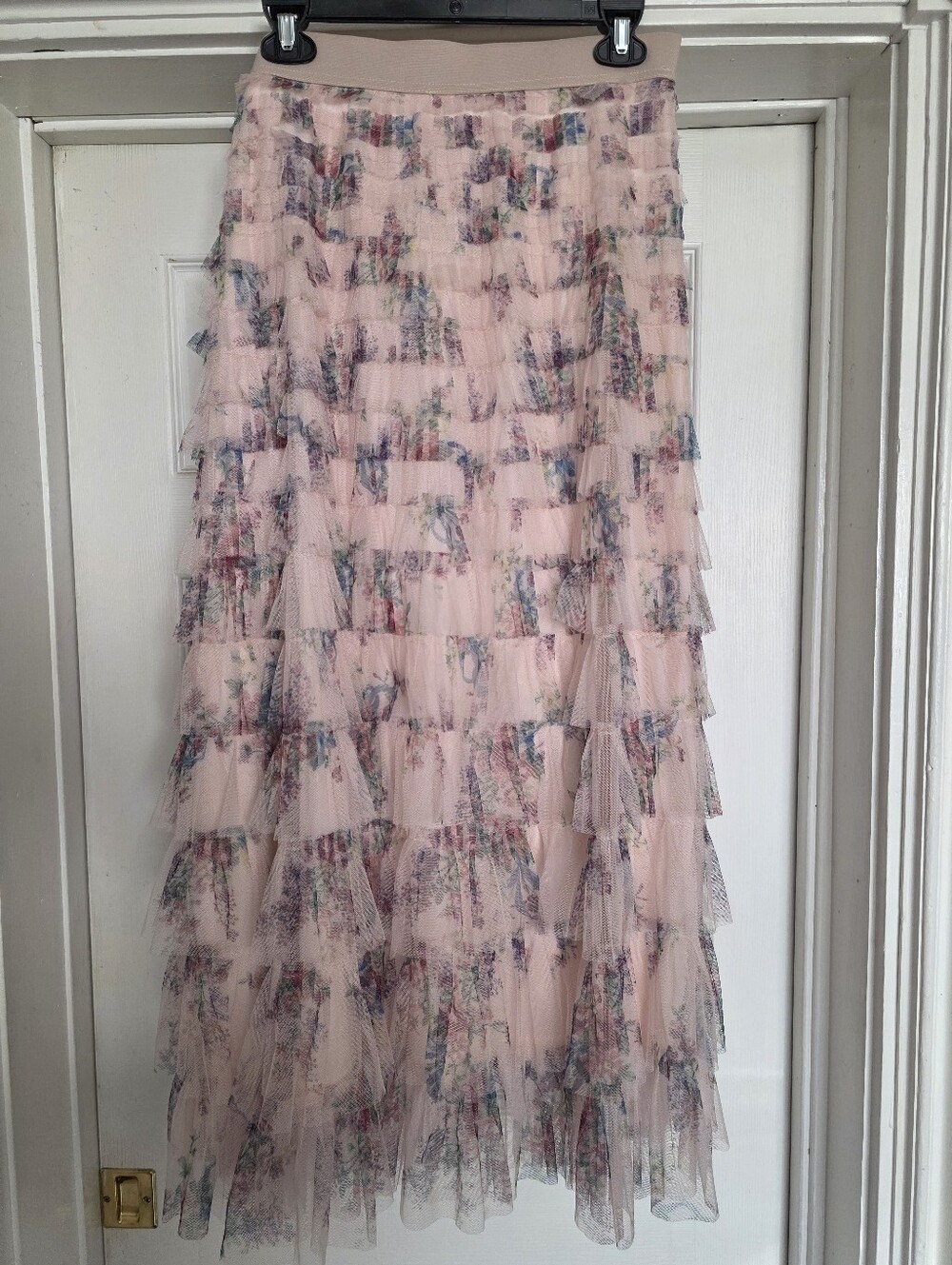 NWT Pink Ruffle Elastic Waist Skirt XL